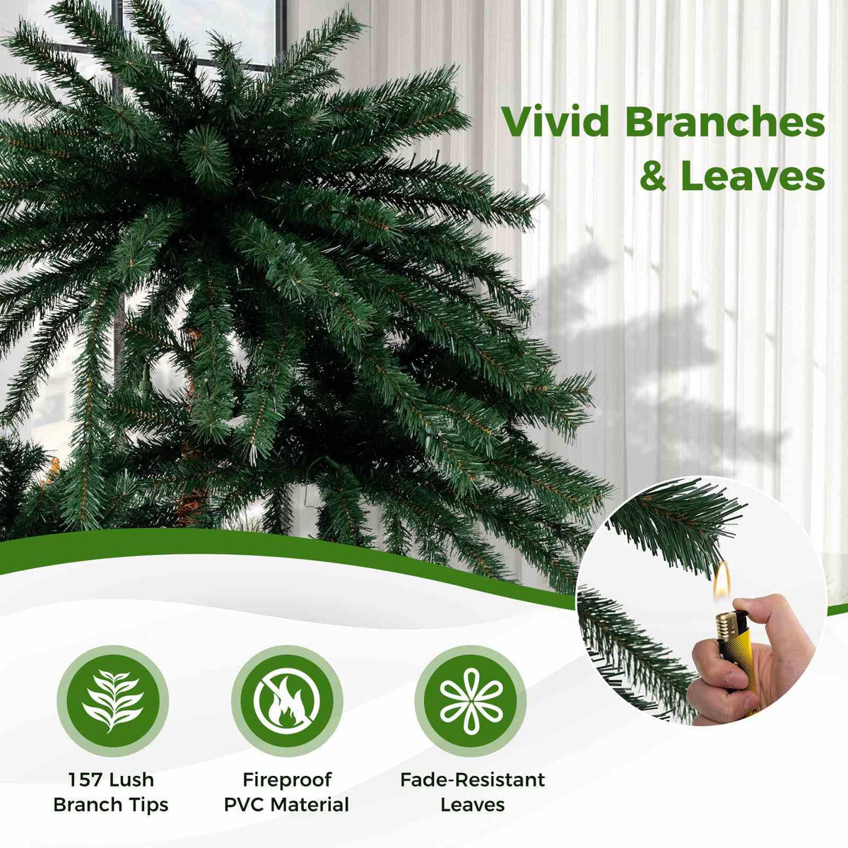 Artificial Lighted Palm Tree with Metal Base 157 Branch Tips