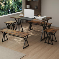5-Piece Dining Room Set for 4-6 People Space-Saving Dinette Set with Metal Frame