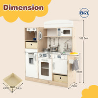 Wooden Pretend Play Kitchen with Deluxe LED Lighting Effects for Boys & Girls