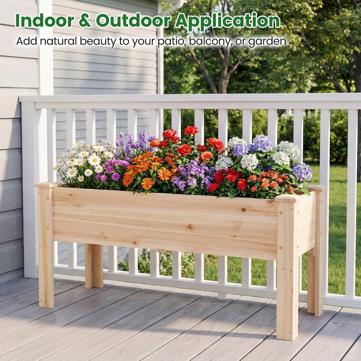 Wooden Raised Garden Bed with Legs and Drainage Holes