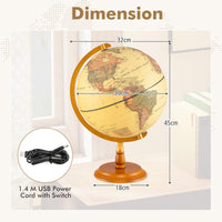 30 cm Illuminated World Globe Light up Globe Night Lamp with Wooden Stand