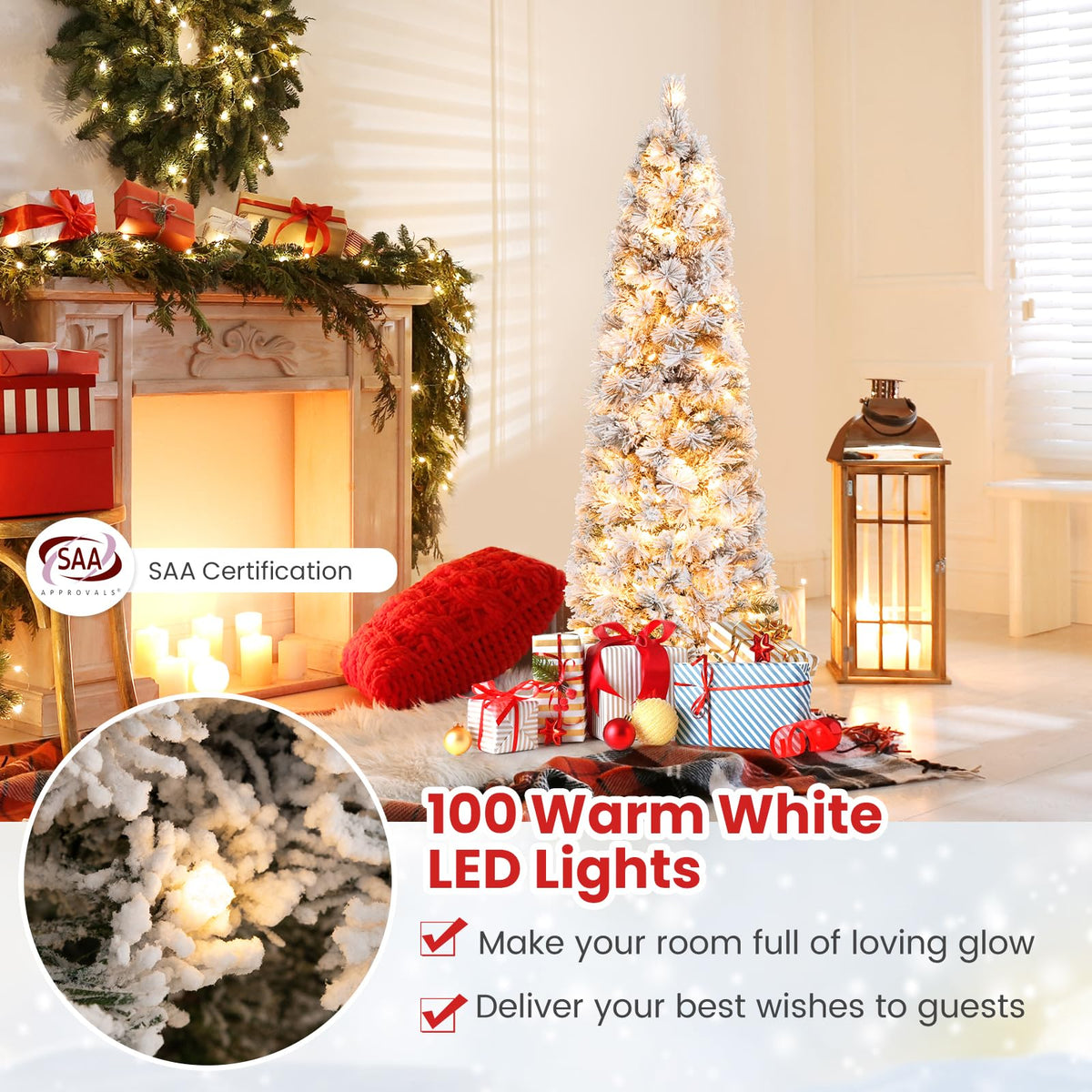 Flocked Xmas Tree with 373 Branch Tips for Decoration