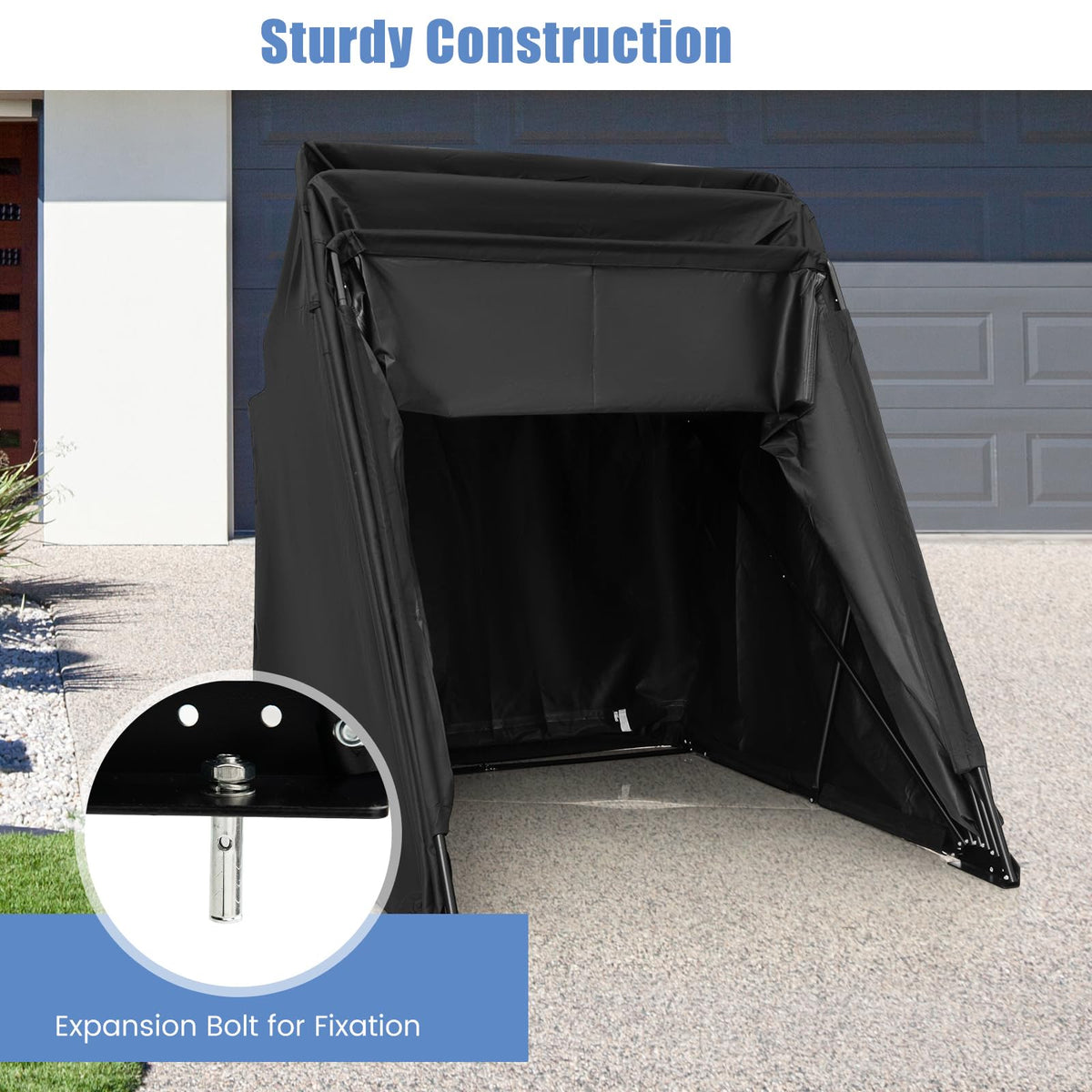 Motorcycle Storage Shed, 136 x 54 x 75 in Outdoor Motorcycle Tent Shelter Hard Shell