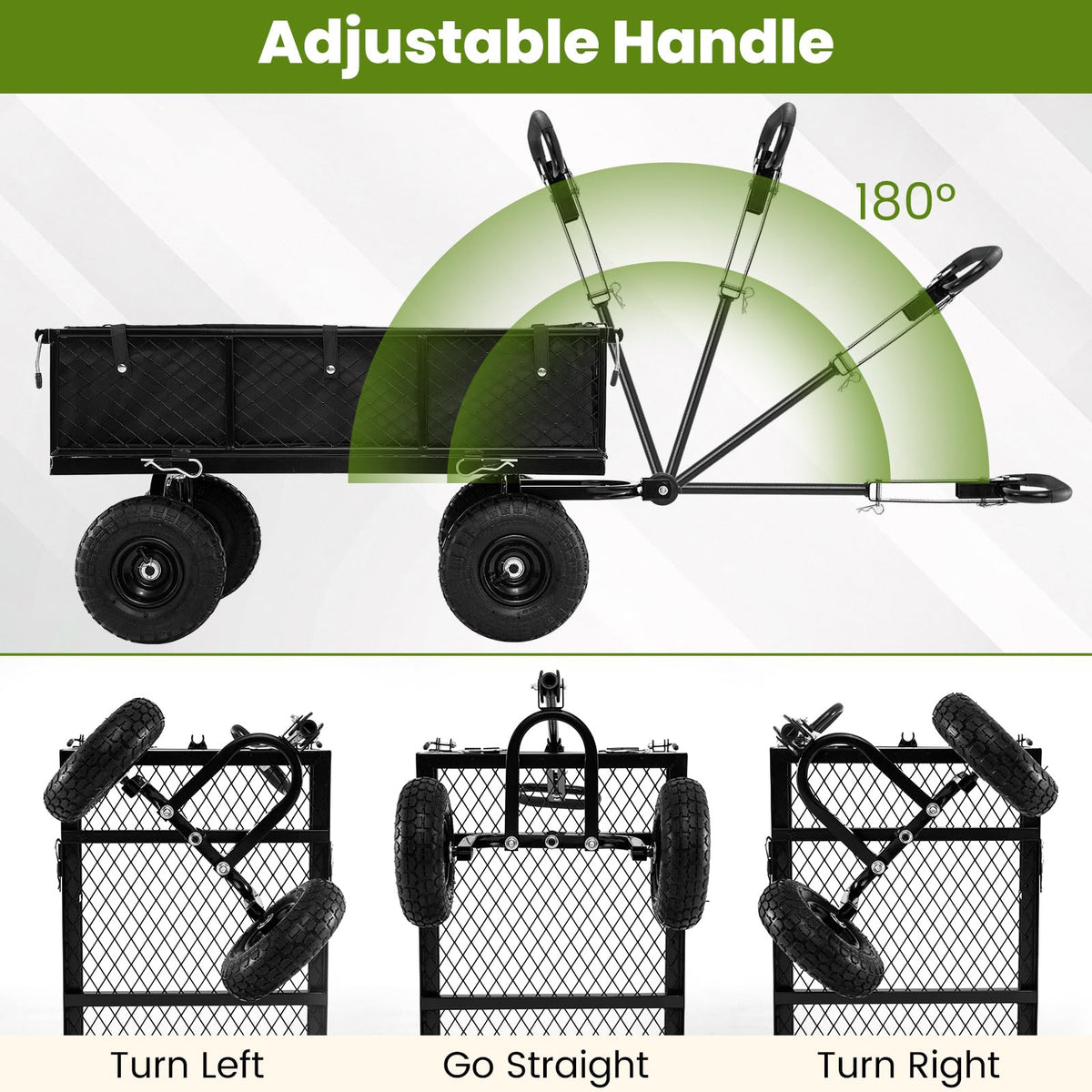 400 KG Utility Wagon with 26 CM All-Terrain Tires and Rotating Handle