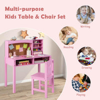 Kids Desk and Chair Set with Hutch and Cork Bulletin Board