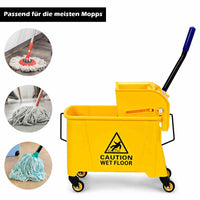Mop Bucket w/ Down Press Wringer, 20L Commercial Cleaning Bucket w/ Wheels & Carrying Handle