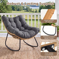 Outdoor Papasan Rocking Chair, Oversized PE Wicker Patio Egg Chair