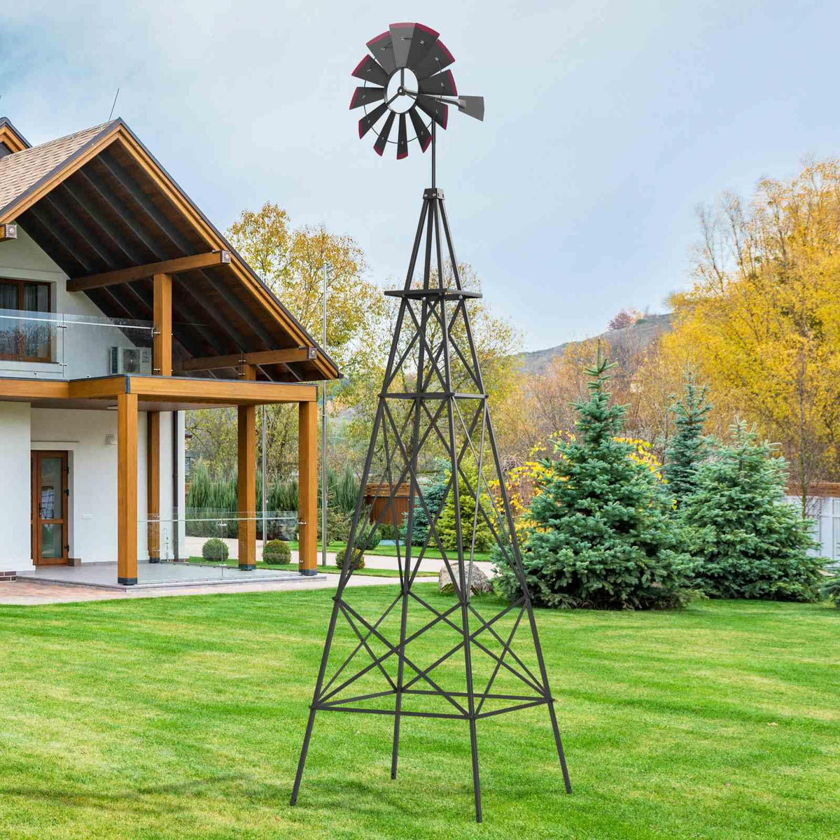 253cm Ornamental Windmill with 4 Support Legs for Backyard, Garden, Farm