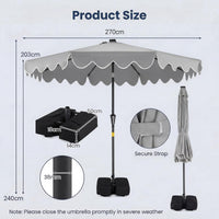 2.7M Patio Umbrella with 32 Solar LED Lights Weighted Base and Sandbags