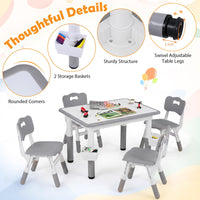 Kids Table and 4 Chairs Set, Height Adjustable Toddler Desk and Chair Set