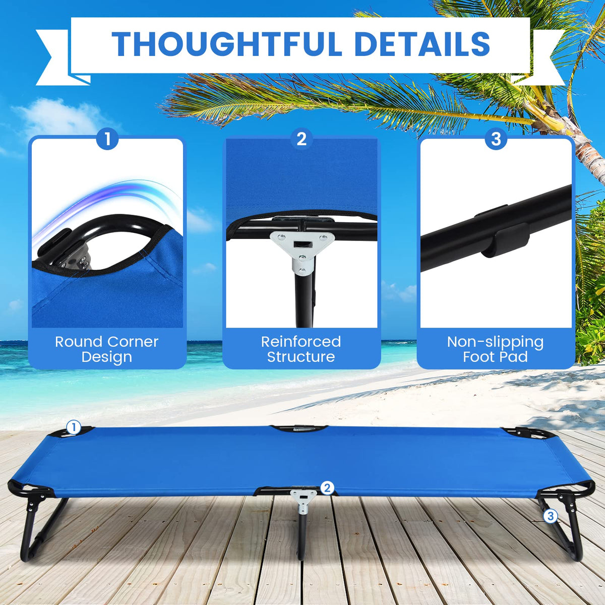 Portable Folding Camping Cot, 75" Outdoor Fabric Sleeping Cot