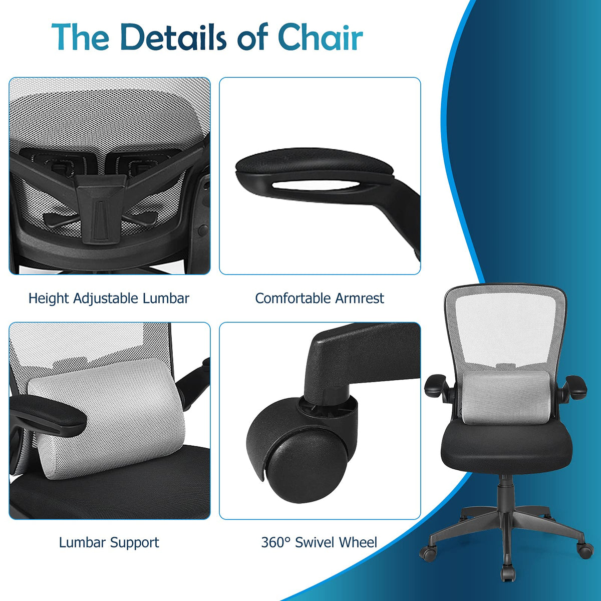 Giantex Lightweight Mesh Office Chair, Ergonomic Reclining Swivel Executive Chair w/Adjustable Backrest