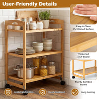 Giantex 3-Tier Storage Rolling Cart, Bamboo Utility Cart