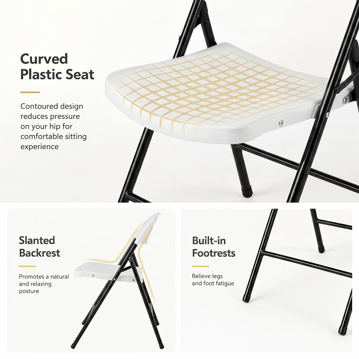 Giantex Foldable Plastic Chairs Set, Portable Seats