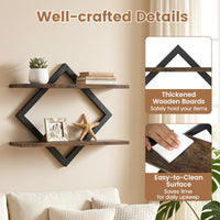 Giantex 2-Pack Diamond Shaped Floating Shelves for Wall
