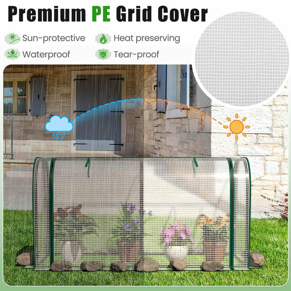 Wooden Raised Garden Bed w/ Sun-Protective PE Cover Elevated Planter Box w/ Legs