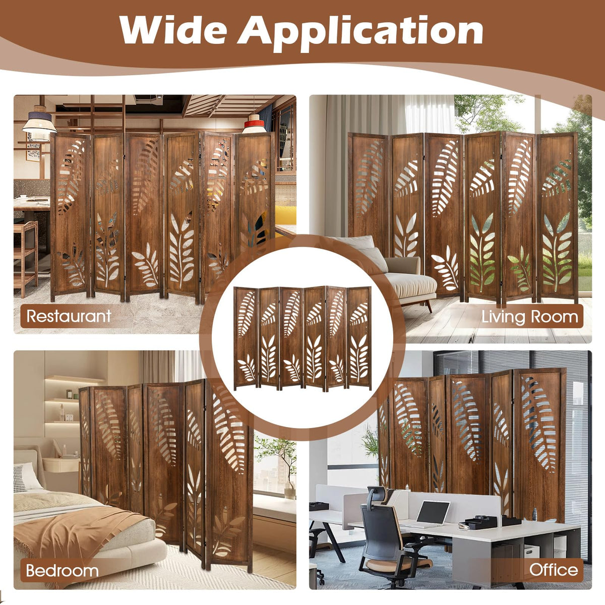 4/6-Panel 170cm Room Divider Folding Partition Stand Privacy Screen Living Room