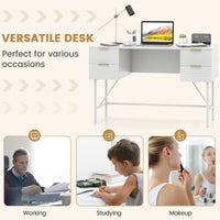 Computer Desk with 4 Drawers, 120cm Home Office Desk with Storage
