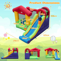 Inflatable Bounce House, Jumping Castle for Kids w/Climbing Wall, Slide with 680W Blower
