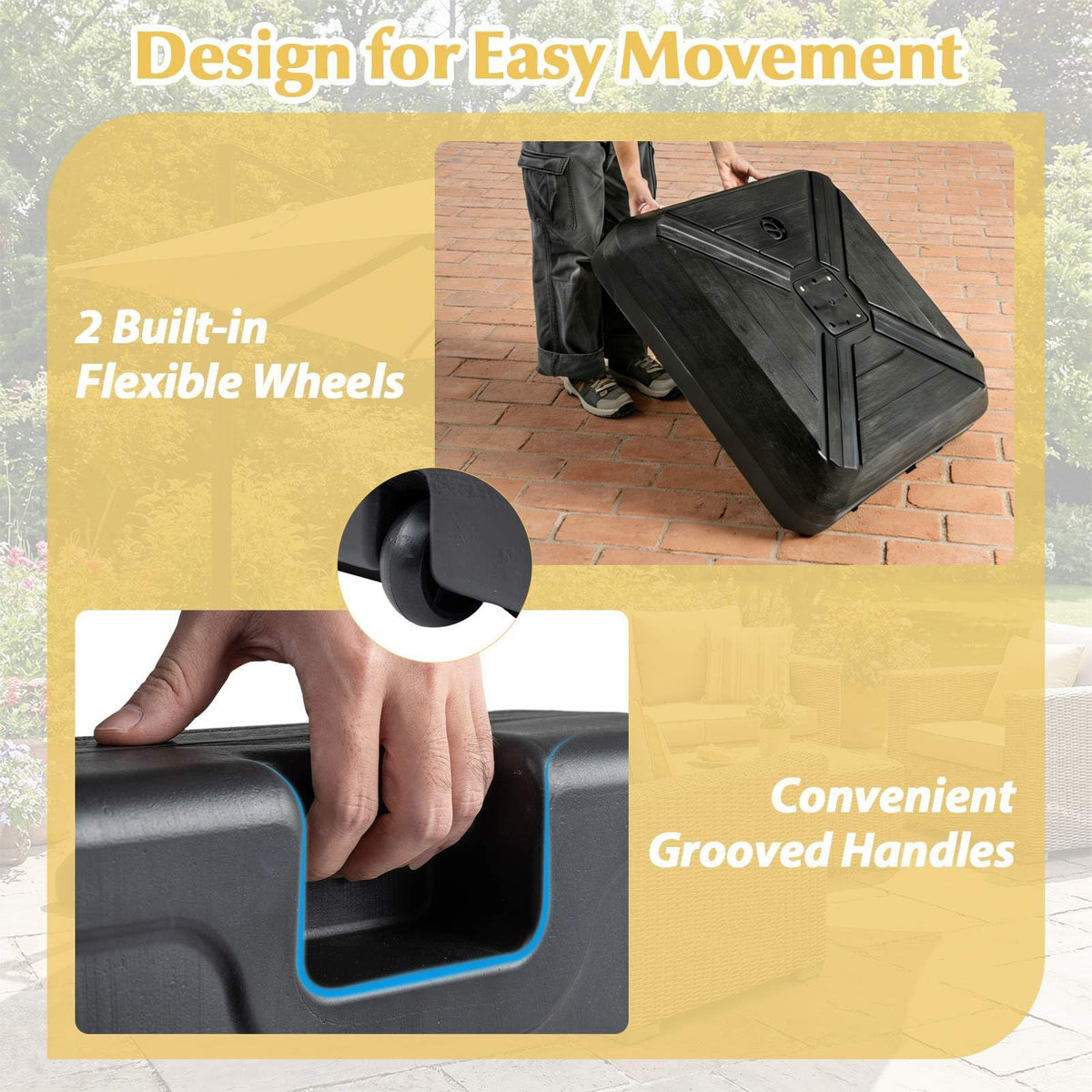 Cantilever Offset Umbrella Base w/Wheels,Heavy-Duty Patio Umbrella Weight Stand