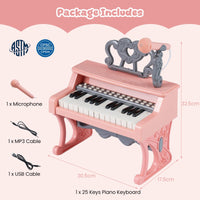 Mini Keyboard Piano for Kids, 25 Keys Electric Piano w/Music Stand & Microphone
