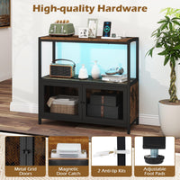 Coffee Bar Cabinet with LED Lights and Charging Station for Kitchen and Dining Room