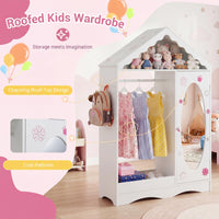 Kids Clothing Rack with Mirror, Children Dress Up Center w/Open Hanging Rack