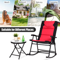 3 Pieces Outdoor Rocking Chairs with Round Table