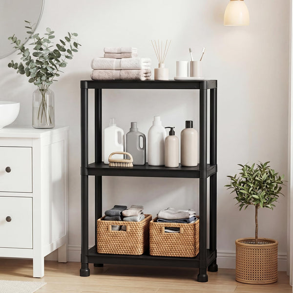 3-Tier Plastic Storage Shelves 61 x 31 x 93.5 cm with No-Tool Assembly for Pantry