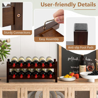 12 Bottle 2-Tier Wine Storage Organizer with Bamboo Holder for Countertop Wine Cellar