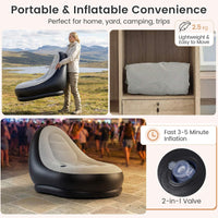 Inflatable Lounge Sofa with Ottoman, Portable Air Sofa for Adults