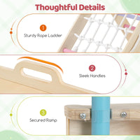 Foldable Montessori Climbing Toys w/Arch Climber, Reversible Ramp, Climbing Rope