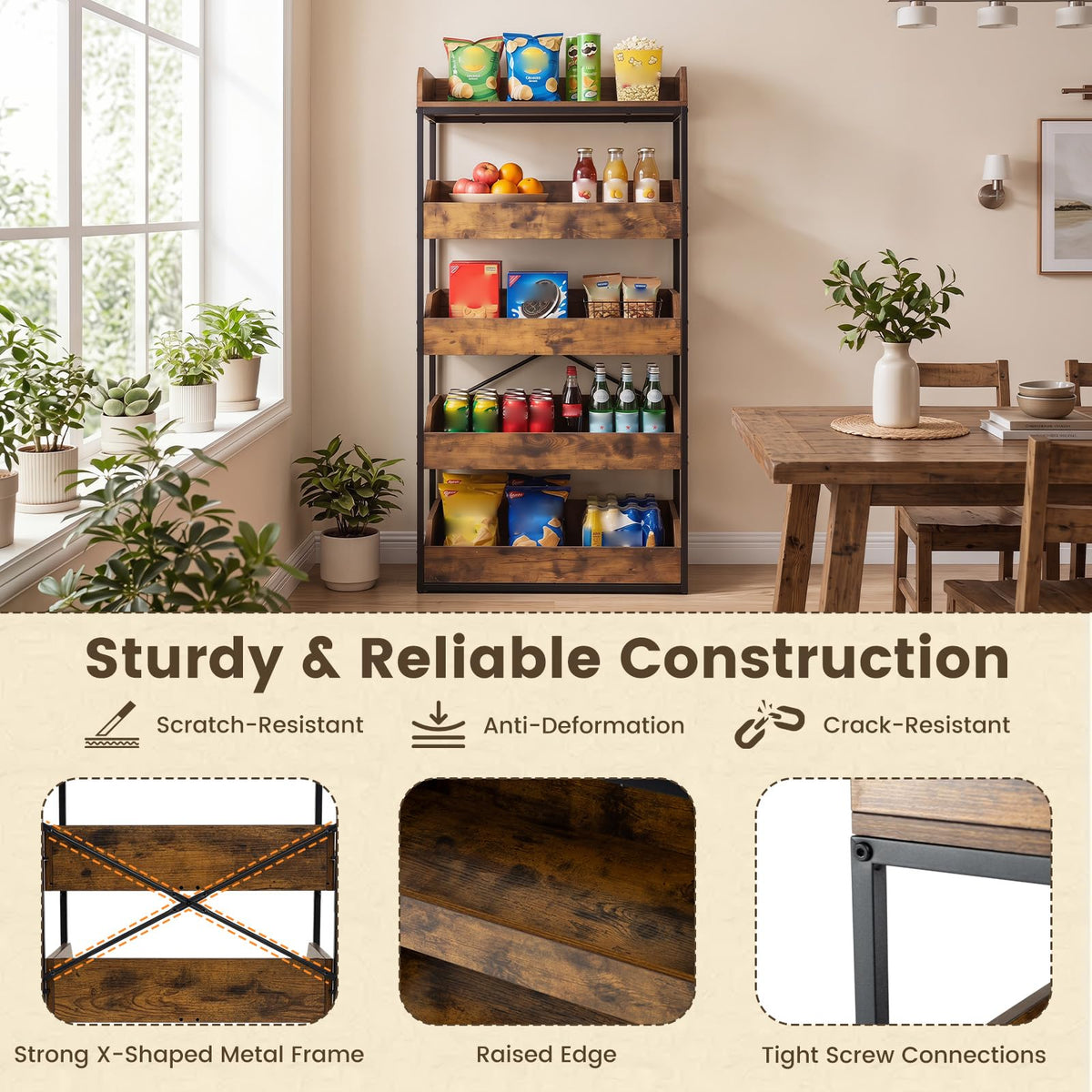 Giantex 5-Tier Food Storage Rack, Retail Snack Display Shelf
