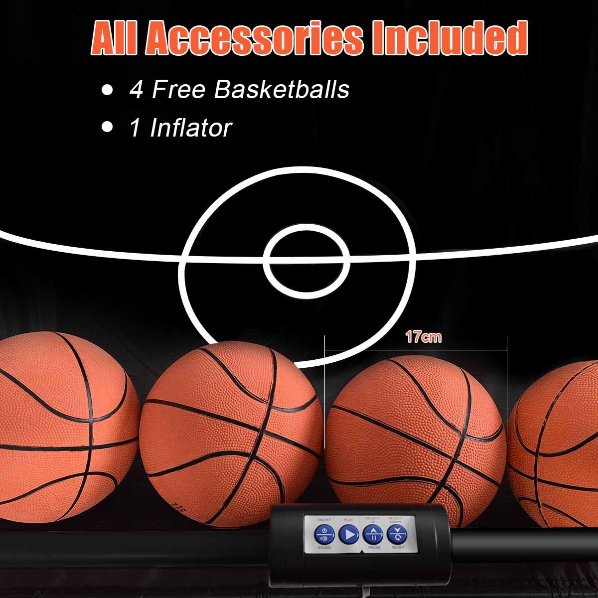 Basketball Arcade Game, Foldable Basketball Game W/Electric LED Digital Scoring System