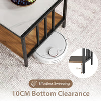 2-Tier Rectangular Center Table with Sintered Stone Tabletop