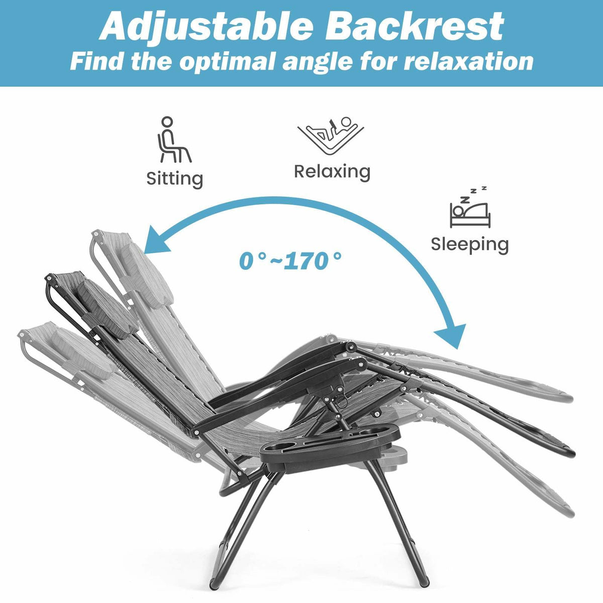 Large Folding Recliner with Awning and Headrest