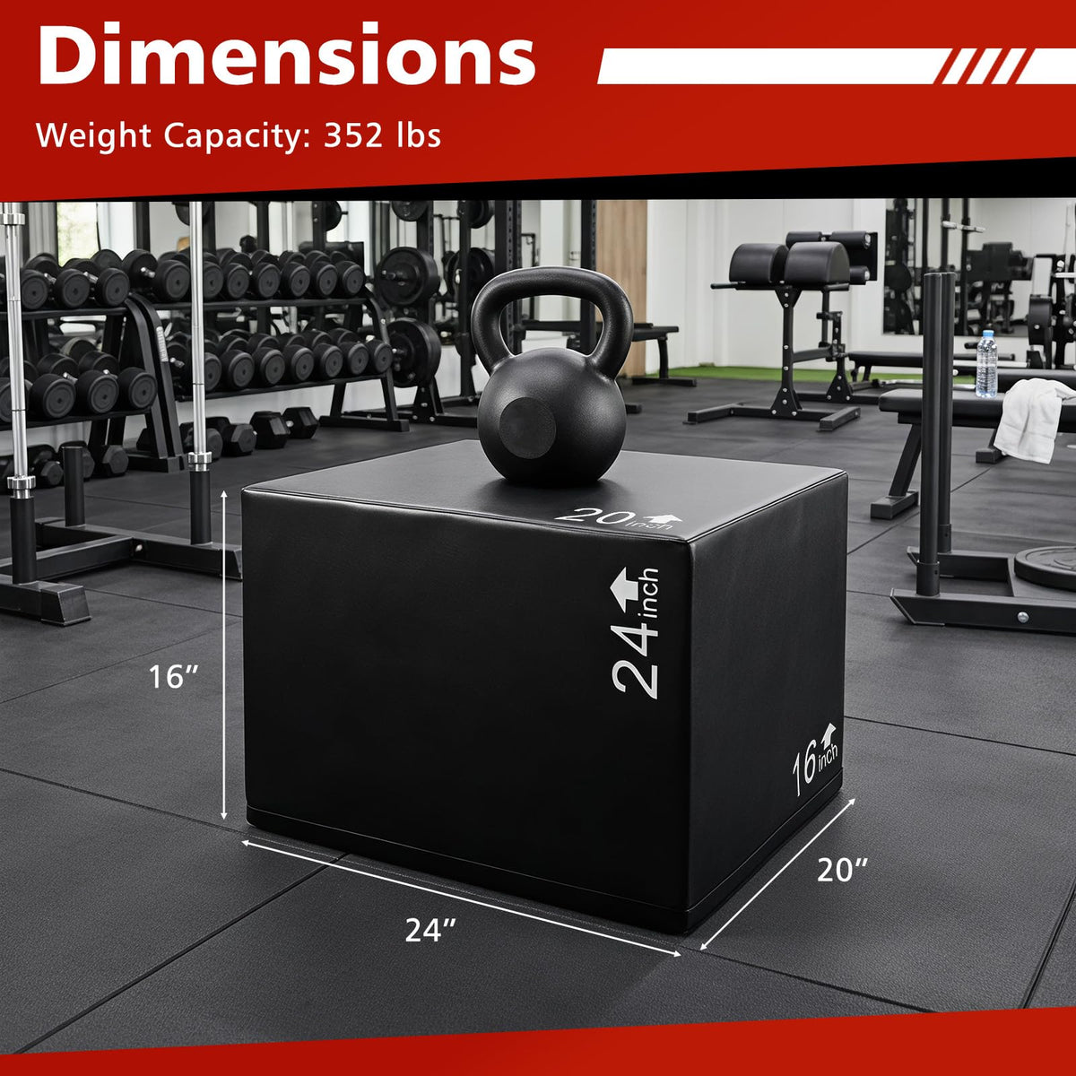 3 in 1 Foam Plyometric Box, 16/24 Inch Foam Jumping Box