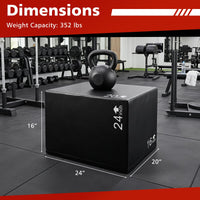 3 in 1 Foam Plyometric Box, 16/24 Inch Foam Jumping Box