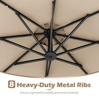 3m Solar Offset Hanging Umbrella with Base, Patio Cantilever Umbrella