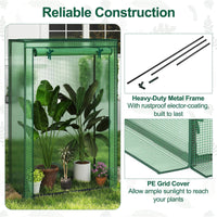 Portable Mini Greenhouse, Heavy Duty PE Cover, Elector-Coating Metal Frame