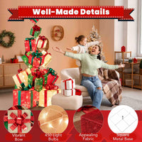 15 Pieces Staked Lighted Christmas Boxes with 450 Light Bulbs