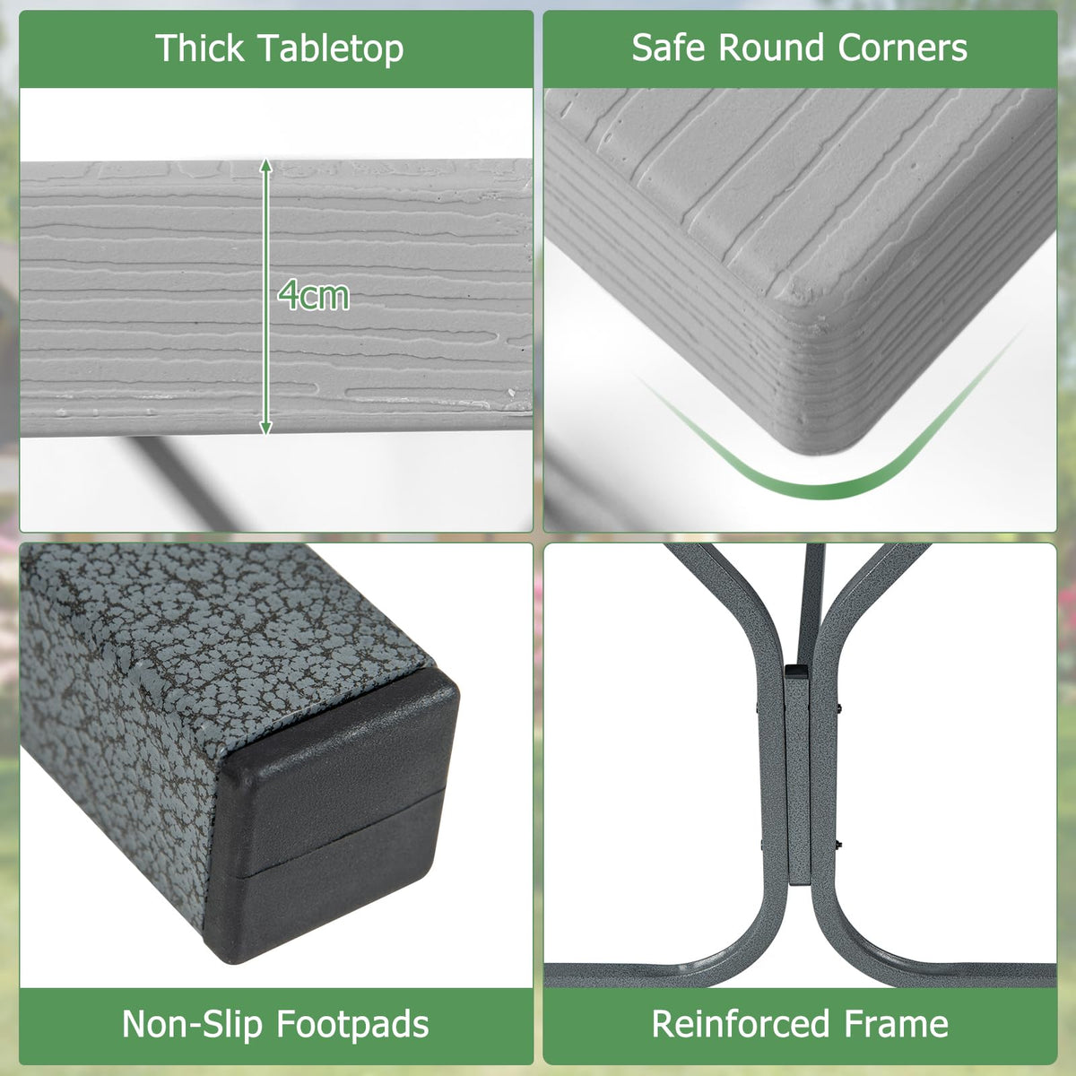 Outdoor Picnic Table Bench Set with HDPE Tabletop and Umbrella Hole