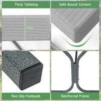 Outdoor Picnic Table Bench Set with HDPE Tabletop and Umbrella Hole