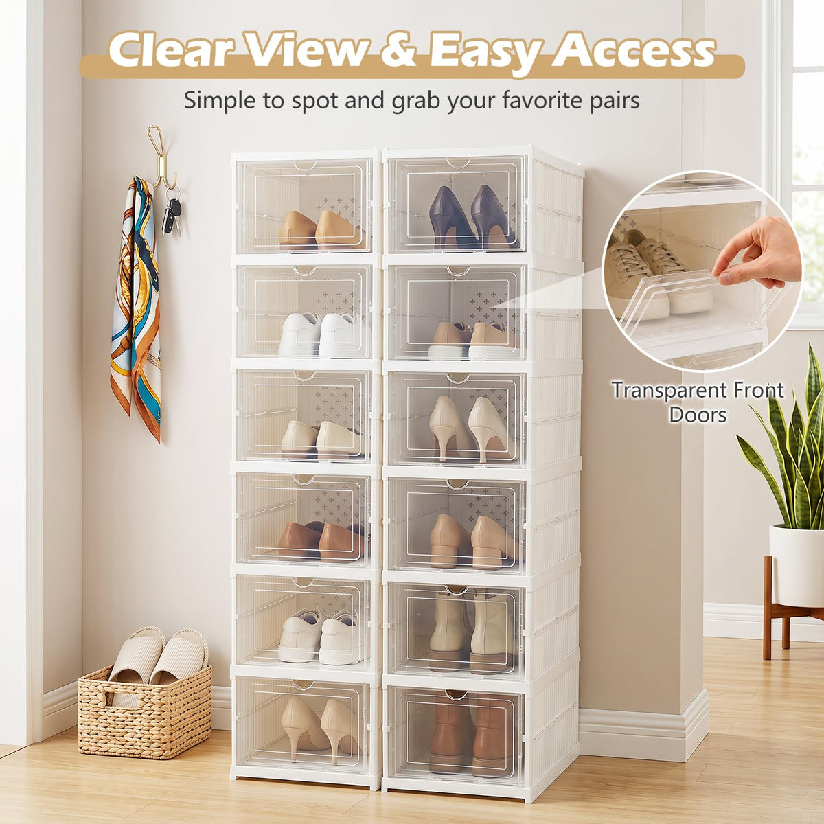 GIANTEX 6-Tier Folding Plastic Shoe Organizer Set of 2