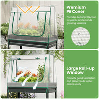 3-in-1 Raised Garden Bed with Greenhouse Cover and Trellis for Flower Herb Vegetable