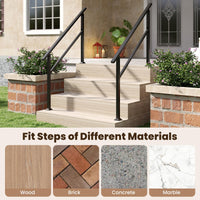 2 Pcs Metal Handrail Fits 0-4 Steps with Flexible Angle Adjustment and Installation Kit for Outdoor Steps