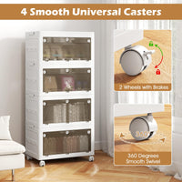 Collapsible Closet Storage Organizer with Wheels for Bedroom Living Room, Easy Assembly (4-Tier)