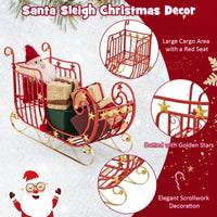 Red Santa Sleigh, Metal Christmas Santa Sleigh