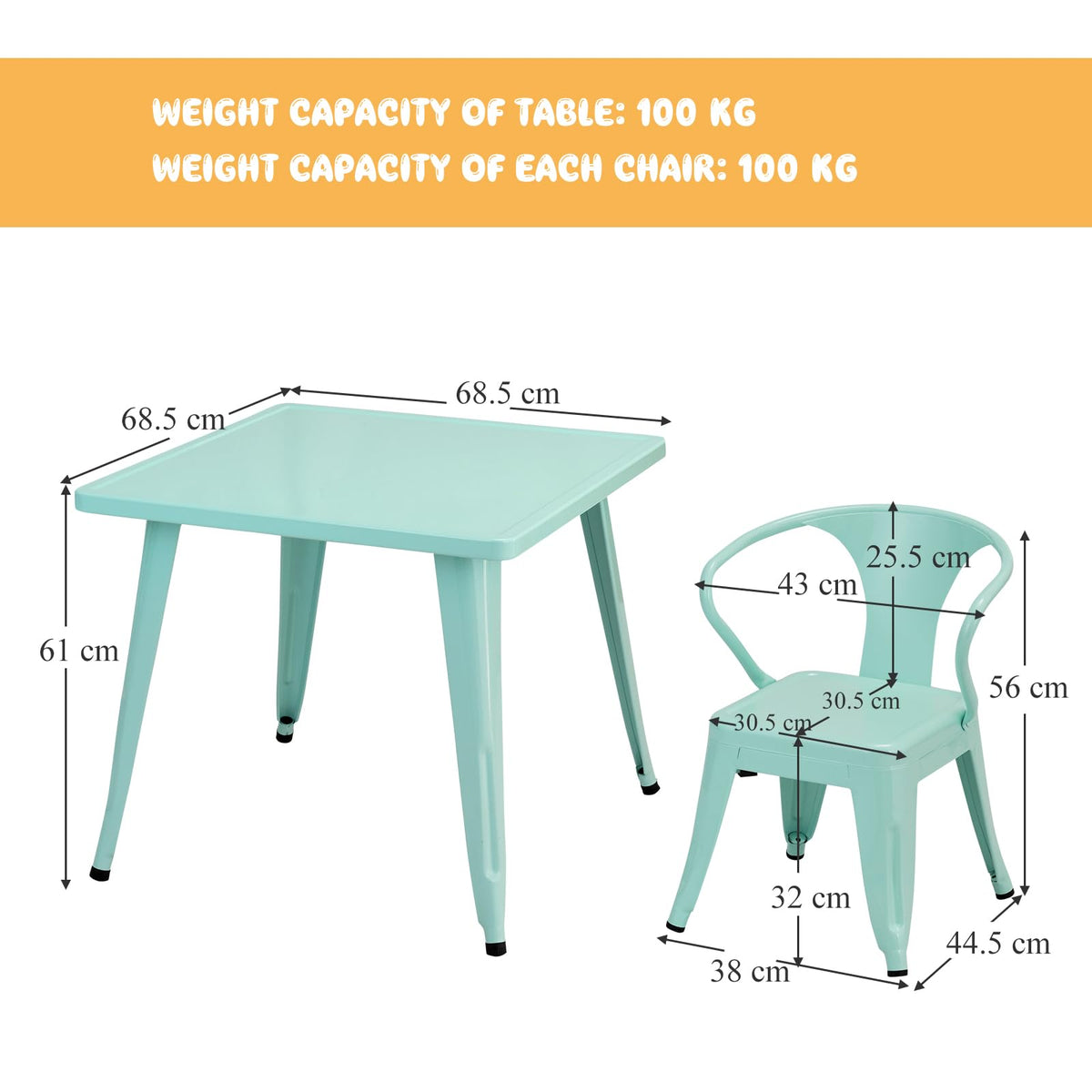 Kid’s Table and Chair Set with Adjustable Foot Pads