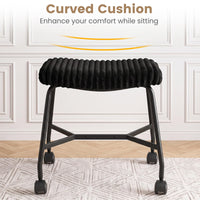 Upholstered Footrest Stool Set of 2 with 4 Swivel Casters and Thick Cushion for Living Room